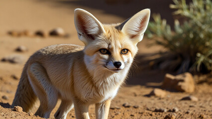 Fototapeta premium Fennec Fox: Nature's Adorable Desert Explorer