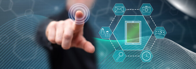 Man touching an apps concept