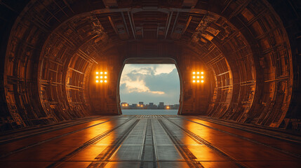 International Shipping: Open-back cargo plane with crates inside.