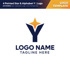 Obraz premium Four Pointed Star & Letter Logo Template