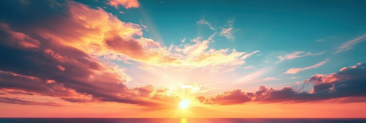 Fototapeta premium Vibrant Sunset Over Calm Ocean Waters