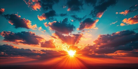 Stunning Sunrise Over Colorful Sky and Clouds