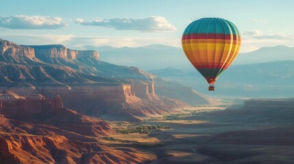 Obraz premium Colorful Hot Air Balloon Over Stunning Landscape