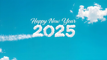 clouds that form the words happy new year 2025