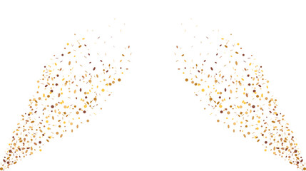 Shot of golden confetti crackers on a transparent background.  Party popper or rain of coins flying for celebration.