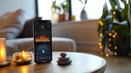 Meditation App Interface with Progress Tracking Guided Sessions and Calming Background Music