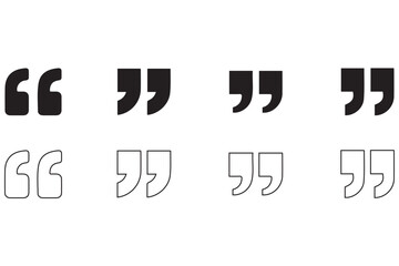 Quotes, quotation marks colorful isolated vector icon set.