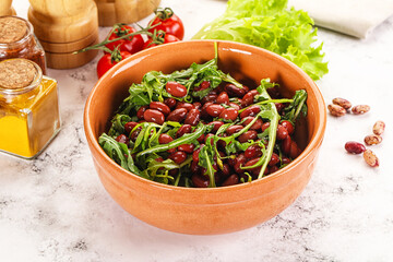 Red canned beans with arugula