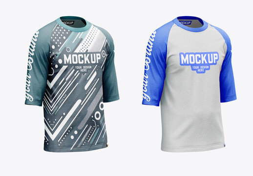 Baseball Henley Raglan T-Shirt Mockup