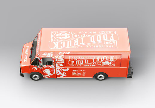 Food Truck Step Van Mockup