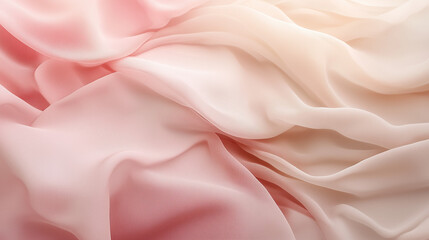 Soft Pink Chiffon Fabric Close-Up With Gentle Folds And Flowing Texture