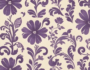 Norwegian Scandinavian rosemaling traditional handpainted folk art in bright purple floral pattern