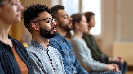 Mindfulness based Stress Reduction Class Participants Learning Techniques to Manage Anxiety and Achieve Inner Peace