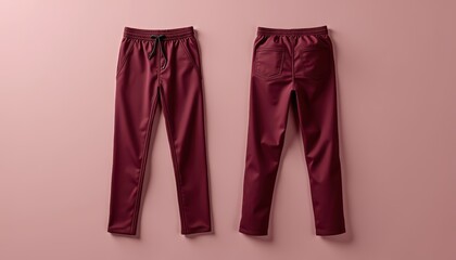 Mockup Plain Maroon Pants Front and Back
