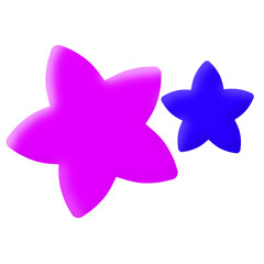 Purple and blue stars design isolated on transparent background. Star. Blue. Purple. 3D Star icon, sign, symbol, shape design for decor, sticker, print, ornament, celebration, day, card, etc. Starfish