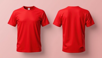 Mockup Plain Red T-Shirt Front and Back