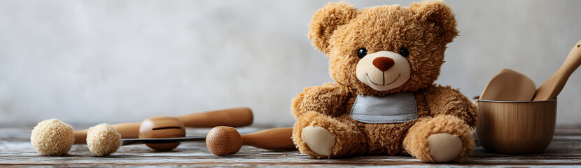 a teddy bear with a baseball bat

