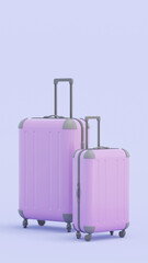Travel concept. Big pink travel suitcase. 3d render