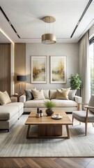 minimalist living room with a sophisticated, beautiful design.