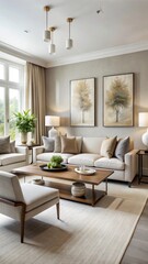 Fototapeta premium minimalist living room with a sophisticated, beautiful design.