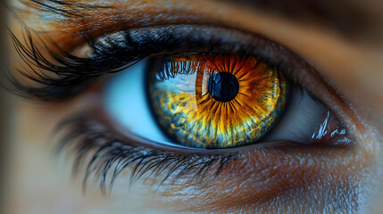 Closeup Macro Photography of a Human Eye with Reflections - Realistic Image