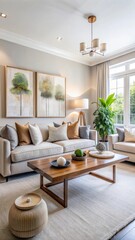 Fototapeta premium minimalist living room with a sophisticated, beautiful design.