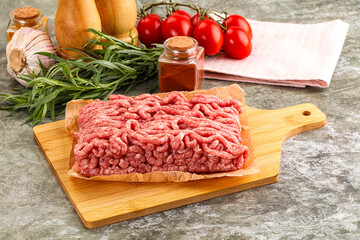 Raw uncooked red minced meat