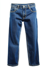 Straight-leg jeans isolated on a white background