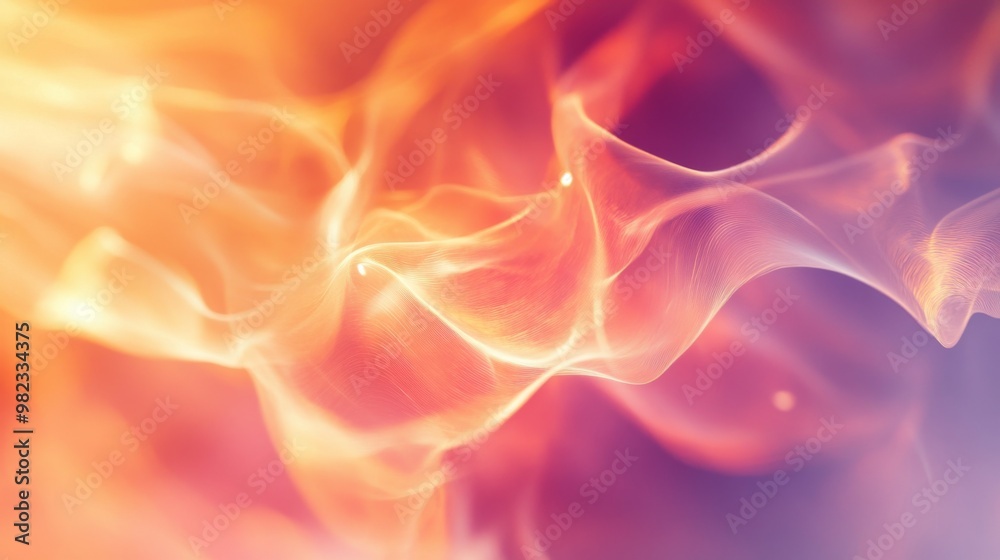 Poster A soft-focus abstract background with blurred shapes and light reflections, creating a dreamy and ethereal effect with a mix of warm and cool tones.