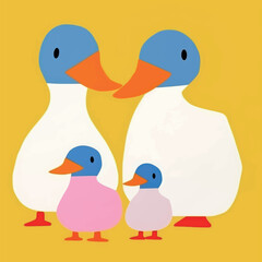 Fototapeta premium Colorful duck family illustration