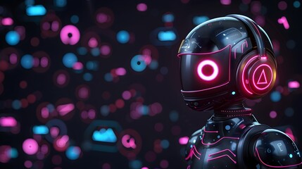 AI Powered Social Listening Dashboard with Neon Futuristic Robot Interface