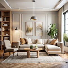 minimalist living room with a sophisticated, beautiful design.