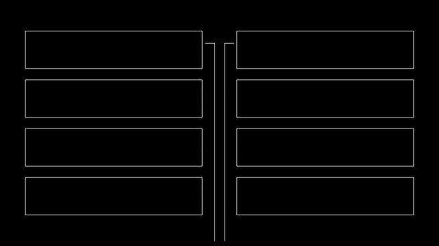 HUD  frames elements animation. White lines on a black background 4K video