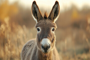 A happy donkey in the wild