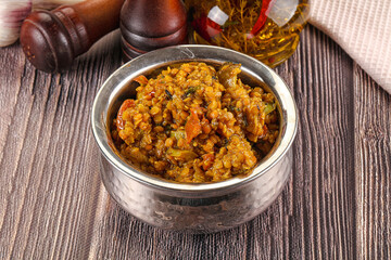 Vegan garnish - lentil with vegetables