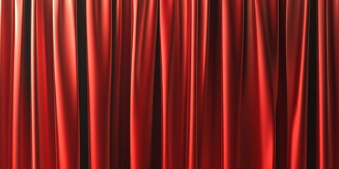 Elegant Red Velvet Curtains Draped in Soft Light