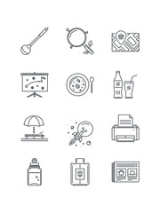 Strategy, Tool, Tv, Valentine, pen, Watermelon, icon, set of icons for web design, vector illustration