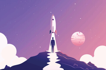 Naklejka premium Futuristic space exploration journey