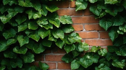 Obraz premium A charming old brick wall adorned with lush
