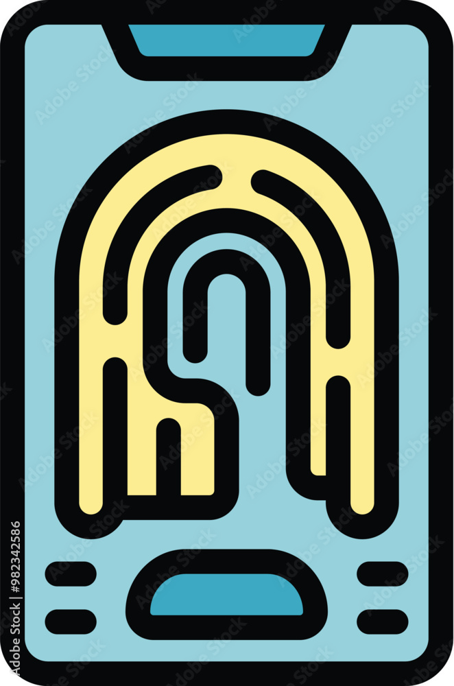 Poster smartphone is scanning a fingerprint for user authentication, providing secure access and identity v