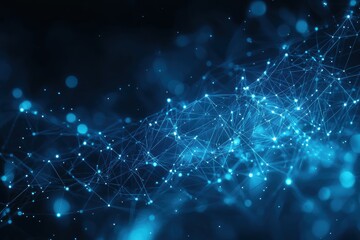 Blue Network Connection Technology Background. Abstract Business Wallpaper. Banner