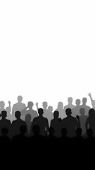 Silhouette of a Crowd of People isolated on white background