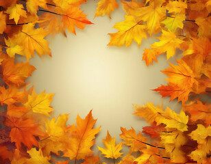 autumn yellow orange leaves background with space for text
