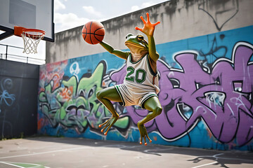 Obraz premium Frog in the character of a basketball player