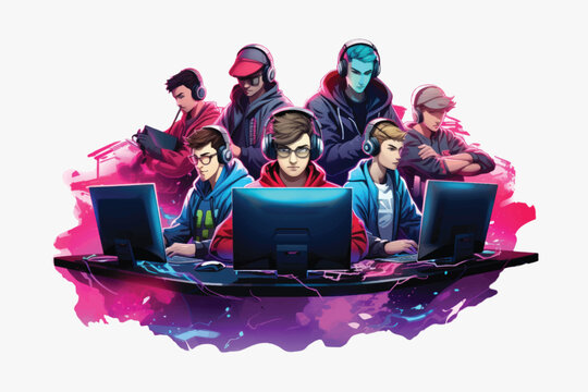 Gamers focused on intense competition.