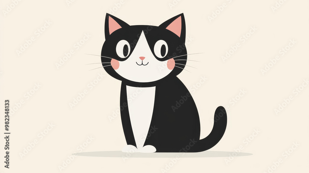 Canvas Prints Minimalist cat illustration, clean lines, playful style, perfect for pet lovers and modern art enthusiasts.