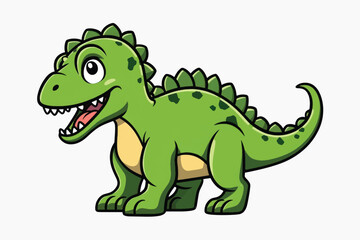 Cute green cartoon dinosaur illustration