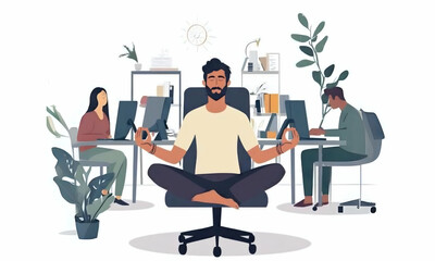 Fototapeta premium Meditating in the Office Chair