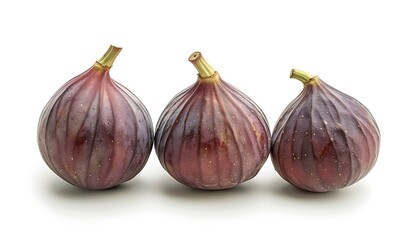 Obraz premium Three ripe figs on a gray background
