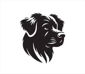 Dog head silhouette vector on white background